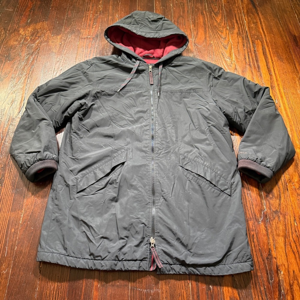 LL Bean Jacket‎ Mens M Black Nylon Fleece Lined Parka Thinsulate Hooded Gorp